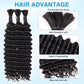 Human Braiding Hair Deep Water Wave Bulk Human Hair 150g 24 Inch Curly Human Hair for Boho Braids Hair Extensions No Weft 3 Braids Per Pack Wet and Wavy Human Hair Braiding Hair Natural Color