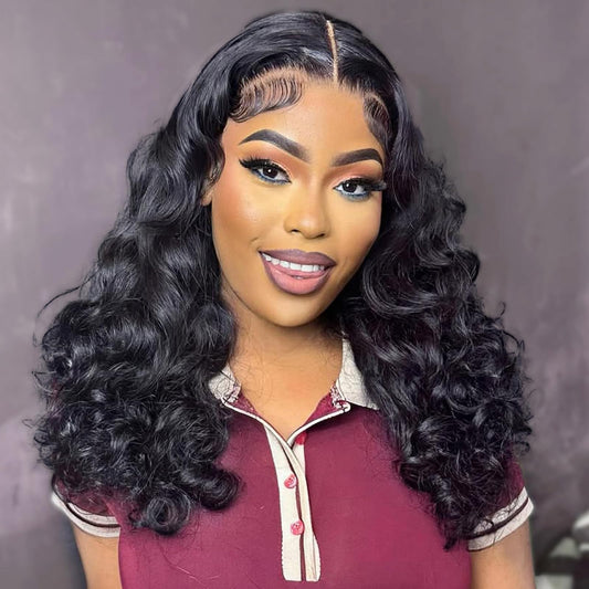 Hihmarm Body Wave Lace Front Wigs Human Hair Pre Plucked 13x6 HD Lace Front Wigs Human Hair Glueless Frontal Wig Wear and Go 180 Density Wigs for Black Women Natural Black 18 Inch