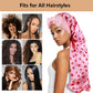 2pcs Long Satin Bonnets with Tie Band, Large Braid Bonnet Silky Hair Cap for Locs Women Sleeping, L