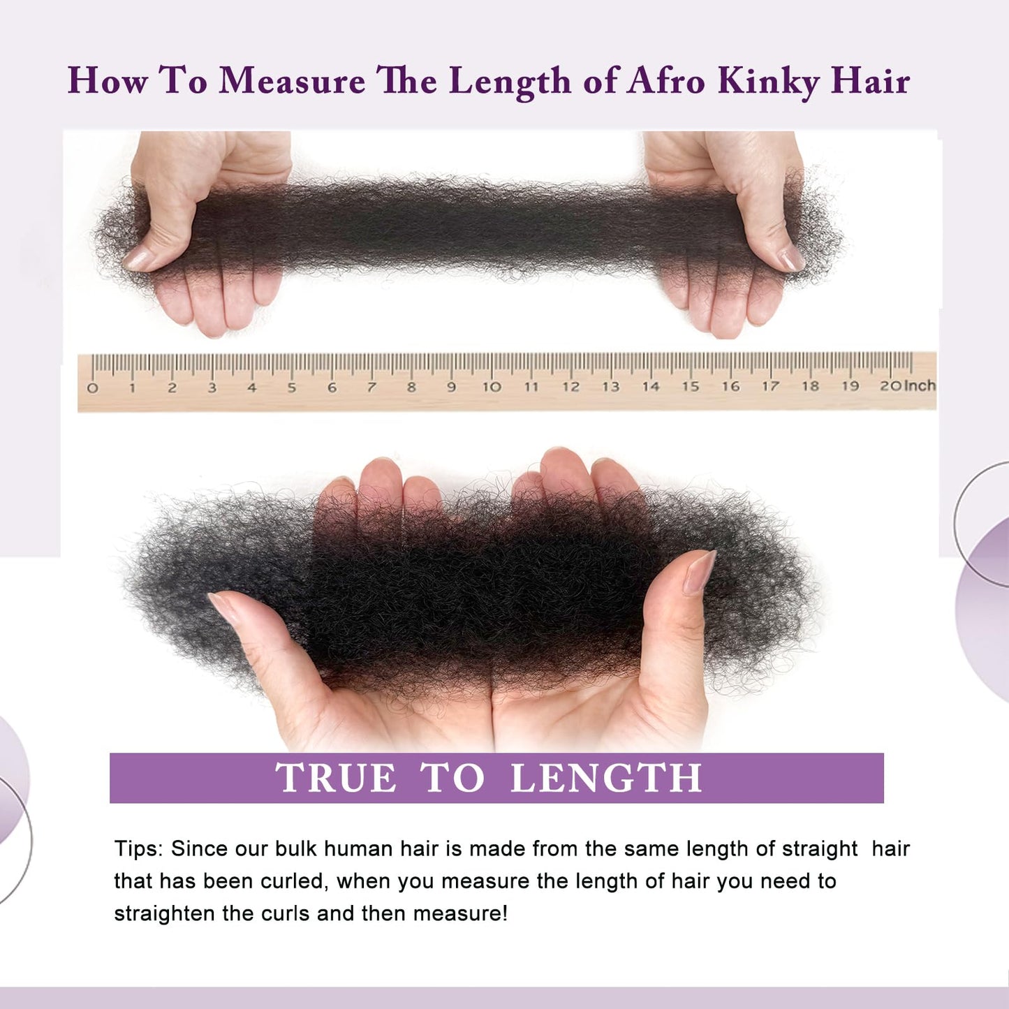 Afro Kinky-Curly Human Hair Bulk for Twist 18 Inch 100g Bulk Human Braiding Hair For Mini Twists Hair Micro Locs Extensions Dredlock Extensions