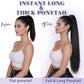 ORSUNCER Drawstring Ponytail Extension, Long Straight Pony Tails Hair Extensions Natural Soft Clip in Ponytail for Women Synthetic Hairpieces Black