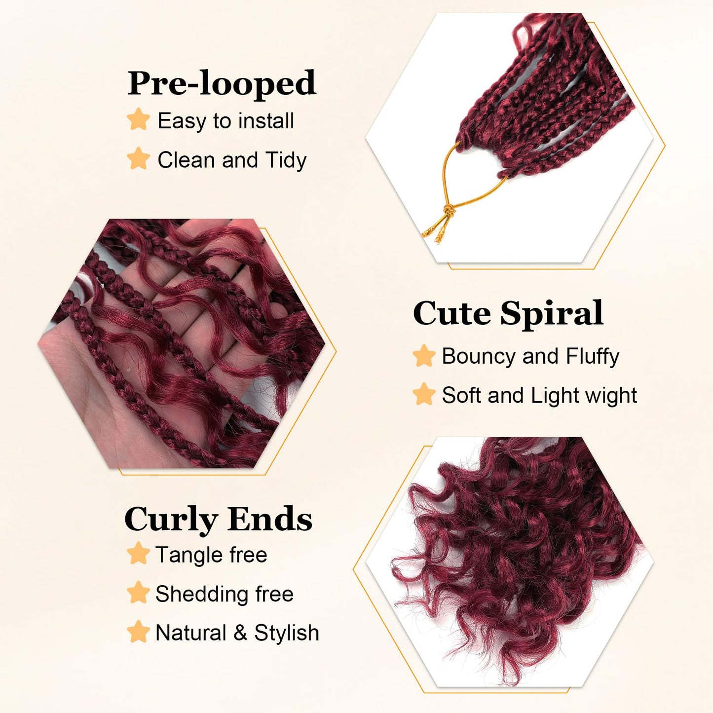 Yewell Goddess Box Braids Crochet Hair 12 Inch Boho Crochet Box-Braids With Curly Ends For Black Women,9 Packs Bohomian Box-Braid Pre Looped Box Braiding(12Inch 9Packs,BUG)