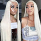 Fugady 13x4 Glueless White Wig Straight Synthetic Lace Front Wig Pre Plucked 250 Density Hd Lace Wig With Baby Hair Heat Resistant Wigs For Women 26 inch Grey Silver Platinum Blonde Wig