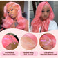 NKMR 13x6 Pink Lace Front Wig Human Hair Pink Wigs for Women Body Wave 13x6 Hd Lace Frontal Wigs Glueless Pre Plucked with Baby Hair(34Inch)