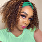 Ombre Highlight Headband Wig Human Hair #4/27 Colored Kinky Curly Headband Wig for Black Women Glueless None Lace Front Human Hair Wigs Brazilian Virgin Hair Wear and Go Wigs 150% Density 12 Inch