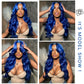 Boumon Blue Lace Front Wig Human Hair 13x4 HD Navy Blue Wig Human Hair Body Wave 200 Density Lace Frontal Wig Glueless Dark Blue Wig 26 Inch