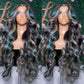 SISIFIRE Blue Blonde Highlight Lace Front Wigs for Women Pre-plucked Hairline Glueless 13X4 Inch Synthetic Lace Front Wig with Baby Hair Long Deep Wavy Wigs