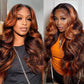 FASCARA Ombre 13x4 Lace Front Wigs Human Hair 4/30 Colored Body Wave Honey Blonde 9A Glueless HD Transparent Lace Frontal Wigs 180% Density for Women Human Hair Pre Plucked with Baby Hair 18 Inch