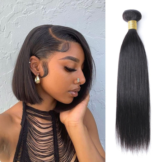 Viyaviya Short Brazilian Virgin Hair Straight Bundles 100% Human Hair Weaves Brazilian Unprocessed 100G/Pcs Hair Extensions Natural Color Can Dye 10A 8 Inch Short Hair Bundles