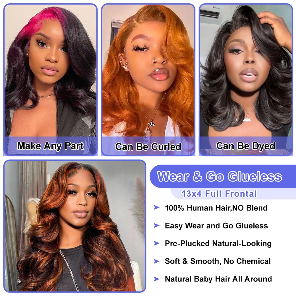 FASCARA Ombre 13x4 Lace Front Wigs Human Hair 4/30 Colored Body Wave Honey Blonde 9A Glueless HD Transparent Lace Frontal Wigs 180% Density for Women Human Hair Pre Plucked with Baby Hair 18 Inch