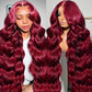 Burgundy Lace Front Wigs Human Hair Pre Plucked 200% Density Burgundy Wig Human Hair Body Wave 99j Human Hair Lace Front Wigs Burgundy Frontal Wig 13x4 Glueless Wigs Human Hair 32 Inch