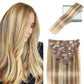 LORIEN Clip in Hair Extensions Real Human Hair, Remy Human Hair Extensions Clip ins for Women, 100% Natural Human Hair, Double Weftm, 22inch 110g 8Pcs, #16/22 Light Blonde to Golden Blonde