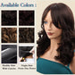 NATAGHAIR Long Brown Wig with Bangs Human Hair - Straight Wig 100% Virgin Remy Hair Curly Wigs for White Black Women Natural Looking Hair Replacement Wigs