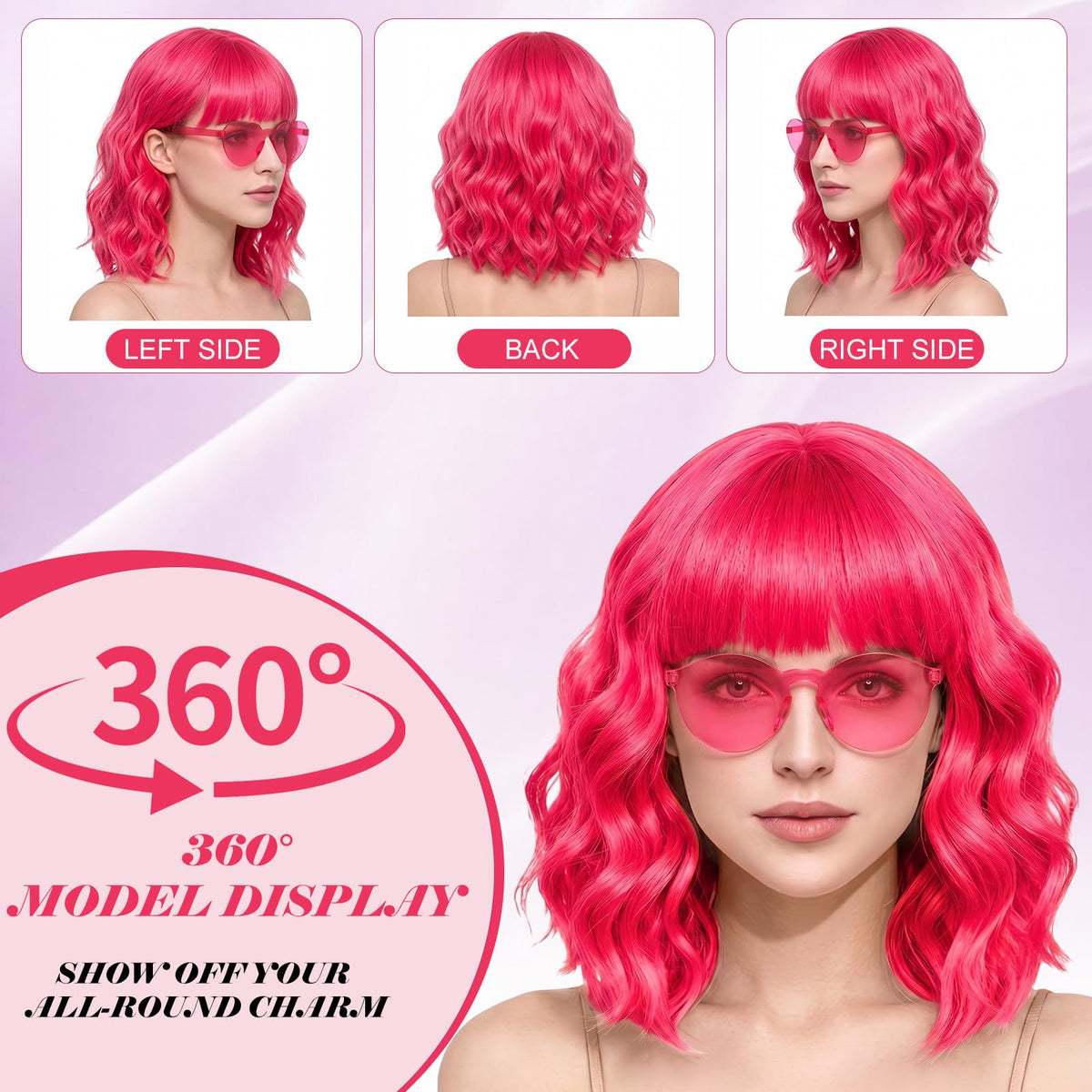 Suncalla 6 Set Wavy Bob Wigs for Halloween Party Colored