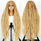 SUPERNOVA 36 Inches Full Lace Boho Box Braided Wig T274/614# Ombre Blonde Synthetic Braids Wig With Baby Hair Bohemian Long Highlight Square Knotless Braided Wigs For Black Women (36 Inch)