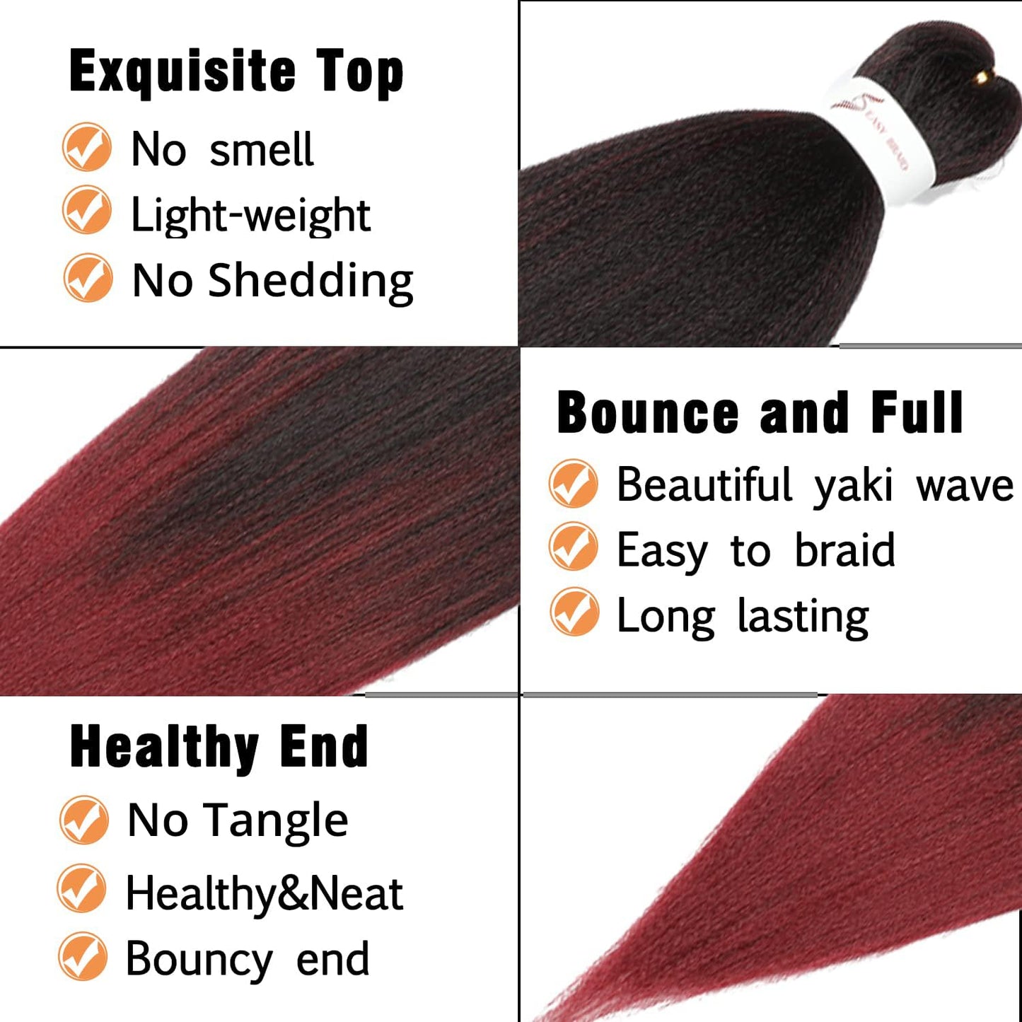 Ubeleco 8 Packs Pre-stretched Braiding Hair,20 Inch Ombre Braiding Hair Professional Soft Yaki Texture,No Itch, Hot Water Setting Hair Extensions for Braids (20in,1B/900)