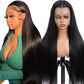 CabeDuck 28 Inch Straight Lace Front Wigs Human Hair 200 Density With Baby Hair 13x4 HD Lace Frontal Wigs Pre Plucked Natural Color