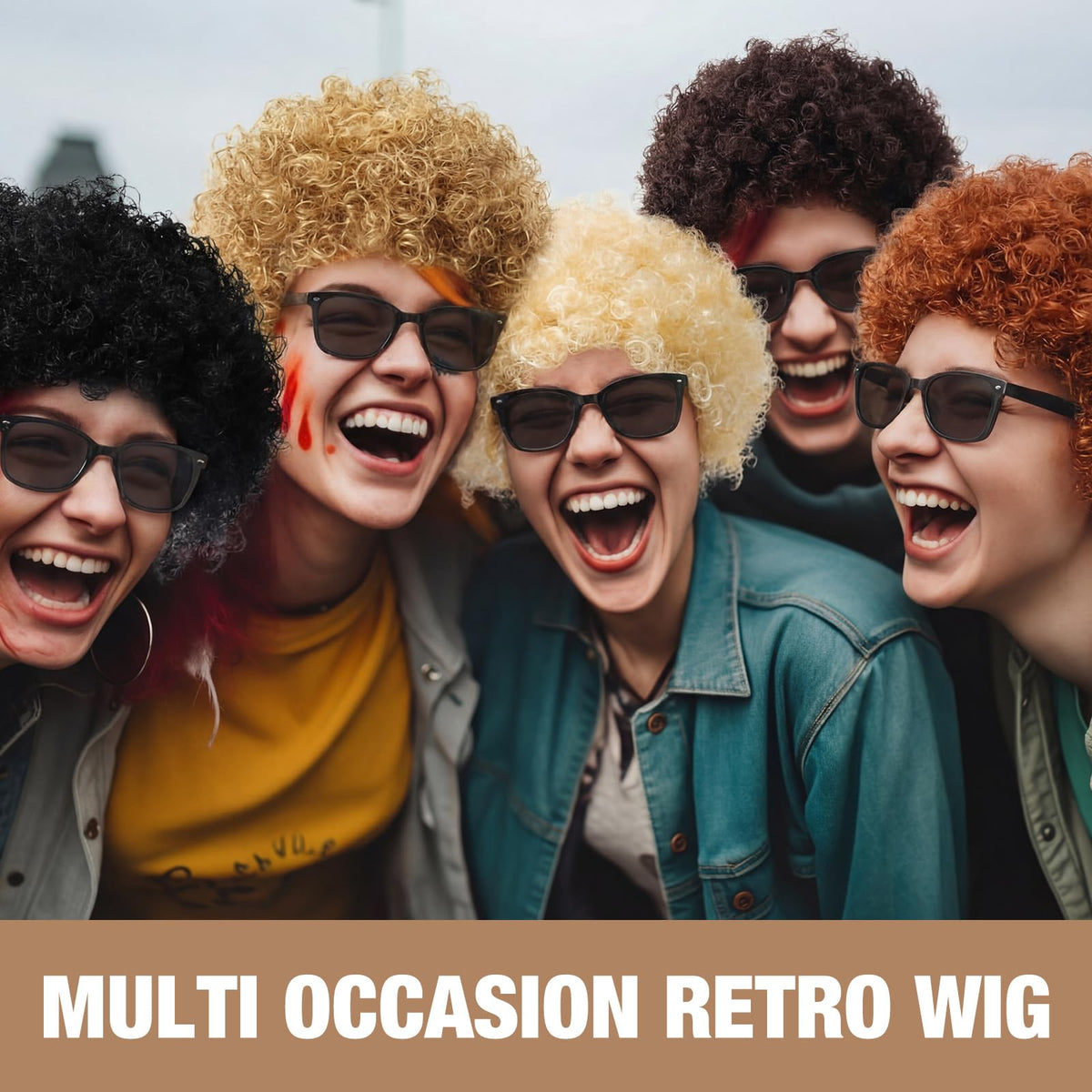Suncalla 6 Set Afro Wigs for Halloween Party Mixed Colors