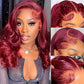 FASCARA 99J Burgundy Body Wave Wig 13x4 HD Transparent Lace Front Wigs Human Hair Pre Plucked 180% Density Glueless Wigs Human Hair with Baby Hair for Women 14 Inch