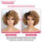 Rebecca Fashion Short Curly Human Hair Wigs for Black Women Cute Curly Bob Wig Side Part Brazilian Remy Non Lace Glueless Wigs Natural Looking Ombre Dark Brown to Honey Blonde Color