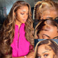 Yeeaak 32Inch Highlight Ombre Lace Front Wigs Human Hair 13x6 4/27 Highligt Body Wave Frontal Wig HD Transparent Lace Pre Plucked with Baby Hair 180% Density Glueless Honey Blonde Wig for Women