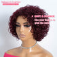 Rebecca Fashion 99J Burgundy Short Curly Human Hair Wigs for Black Women Cute Curly Bob Wig Side Part Non Lace Glueless Wigs Brazilian Remy Natural Looking