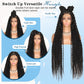Olymei Locs Braided Wigs for Black Women Knotless Braided Wigs Loc Braided Wig with Baby Hair Full Double Lace Black Curly Locs Braided Wigs,38" Full Double Lace