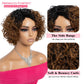 Rebecca Fashion Short Curly Human Hair Wigs for Black Women Cute Curly Bob Wig Side Part Non Lace Glueless Wigs Brazilian Remy Natural Looking Ombre Natural Color to Honey Brown