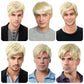TOPHR Blonde Wig Men Short Straight 6 Inch Heat Resistant Synthetic Blonde Wig for men Daily Costumes or Halloween Wear