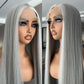 ZAVIDE 30 INCH Lace Front Wig Silver 13X5X1 Lace Front Wig Gray Synthetic Pre Plucked Natural Hair Line Ready to Wear SunKissed HD Lace Daily Wig
