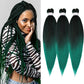 Braiding Hair Pre Stretched 24 inch 3 Packs Ombre Black to Green Professional Soft Yaki Texture,No Itch, Hot Water Setting Hair Extensions for Braids (24in,1B/Green)
