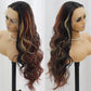 SISIFIRE Brown Highlight Lace Front Wigs for Women Pre-plucked Hairline Glueless 13X4 Inch Dark Burgundy Synthetic Lace Front Wig with Baby Hair Long Deep Body Wave Wigs