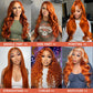 Ginger Lace Front Wig Human Hair Pre-Plucked 200% Density Body Wave HD Lace Frontal Wig 88J Colored Ginger Human Hair 13x4 Lace Front Wig Glueless 26 Inch