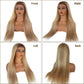 13x6 HD Lace Front Wigs Human Hair for White Women, 24 Inch Highlights Ombre Balayage Blonde Mixed Golden Blonde with #4 Brown Roots Glueless Lace Frontal Wigs Human Hair, Pre Plucked 180% Density