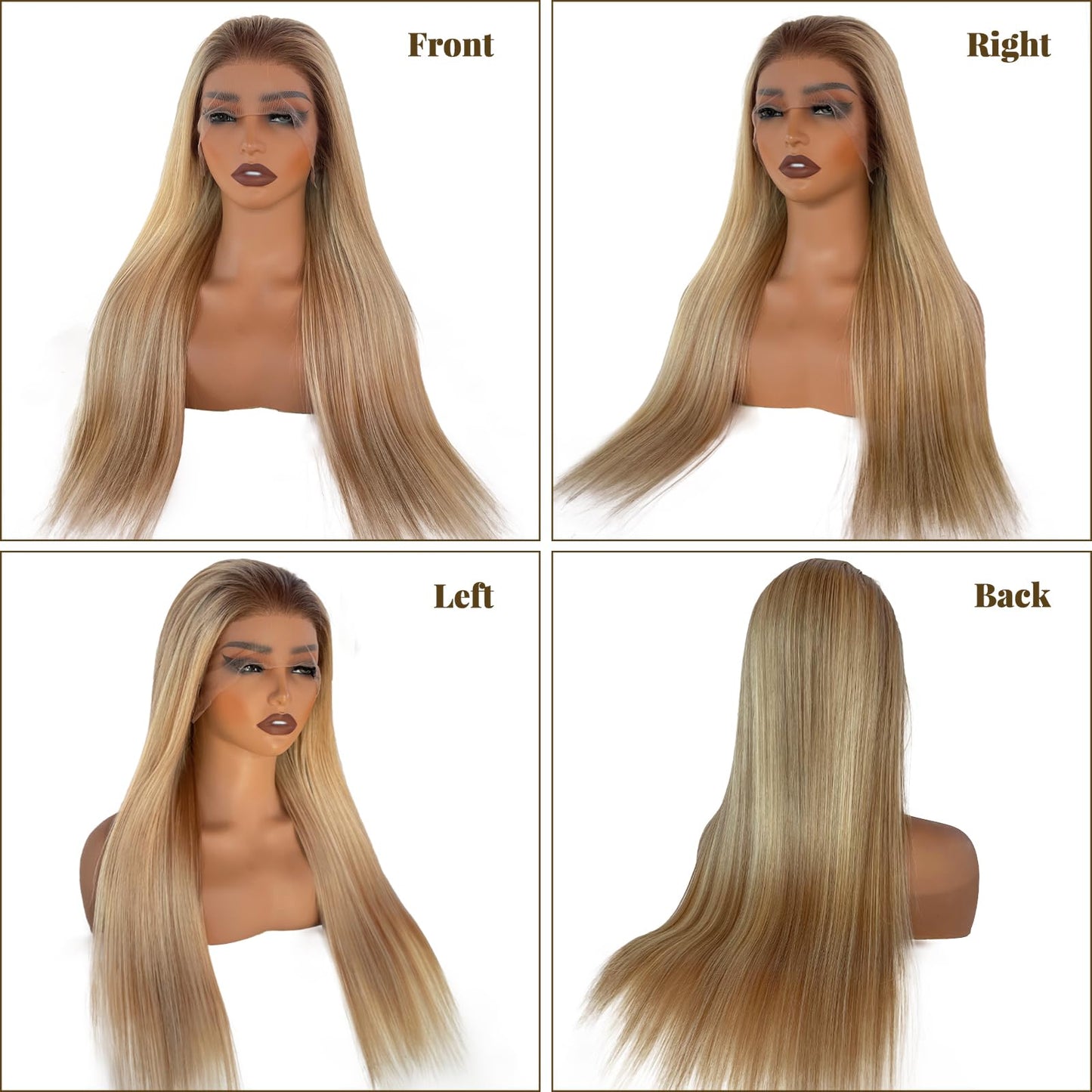 13x6 HD Lace Front Wigs Human Hair for White Women, 24 Inch Highlights Ombre Balayage Blonde Mixed Golden Blonde with #4 Brown Roots Glueless Lace Frontal Wigs Human Hair, Pre Plucked 180% Density