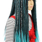karlery Kids Girls Long Braid Blue and Black Mixed Wig Halloween Cosplay Wig Anime Costume Party Wig