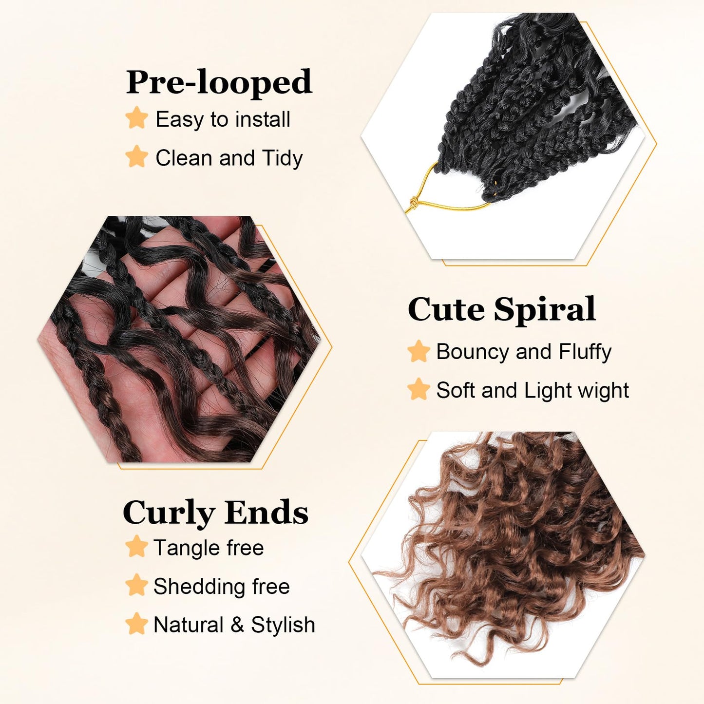 Yewell Goddess Box Braids Crochet Hair 10 Inch Boho Crochet Box Braid With Curly Ends, 9 Packs Bohomian Box Braids Crochet Hair For Black Women Pre Looped Box Braids Crochet Hair (10Inch,1B/4/30)