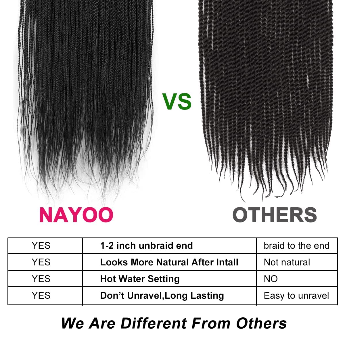 NAYOO Crochet Hair for Kids - 2 Packs 12 Inch Short Crochet Hair For Black Women, 30 Strands/Pack Small Crochet Twist Hot Water Setting, Crochet Twist Braids Hair with Natural Ends(12 Inch, 1B)