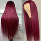 tobasew 200 Density Burgundy Straight Lace Front Wigs Human Hair 99J 13x6 HD Lace Frontal Red Wigs Pre Plucked With Baby Hair
