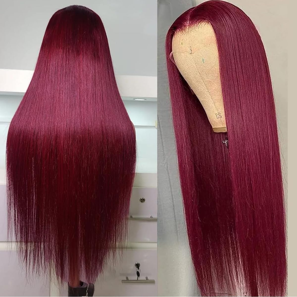 tobasew 200 Density Burgundy Straight Lace Front Wigs Human Hair 99J 13x6 HD Lace Frontal Red Wigs Pre Plucked With Baby Hair