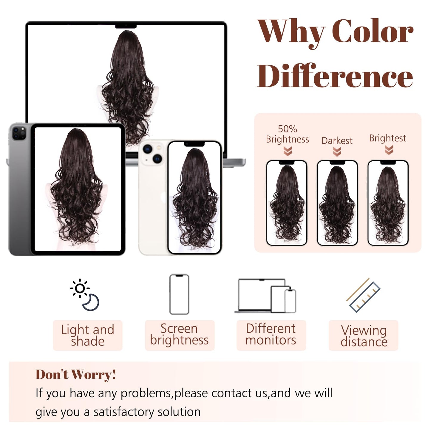 Drawstring Ponytail for Women, 26 inch Long Ponytail Extension, Soft Synthetic Pony Tails Hair Extensions, Clip in Ponytail Hair Extension for Daily Use (Dark Brown With a Slight Auburn Luster)