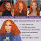 Hihmarm Ginger 13x6 HD Deep Wave Lace Front Bob Wig Human Hair Pre Plucked Bob Glueless Wig Human Hair Wet And Wave 180 Density Orange Curly Lace Frontal Wigs For Black Women 12 Inch
