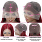 Straight Brazilian Hair Burgundy Bob Wig Human Hair 99j 13x4 HD Transparent Lace Front Wig 180 Density Bob Wig 10 inch Women's Modern Style Natural Hairline Pre-plucked Lace Front Wig with Baby Hair