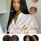 Sunber Yaki Straight Bye Bye Knots Pre Cut Lace 7x5 Lace Front Glueless Wig Put On Go Light Yaki Straight Human Hair Wig Pre Bleached Invisible Knots 150% Density with Baby Hair 20Inch for Beginner