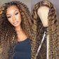 Mepurer Honey Blonde Wig Human Hair Deep Wave Lace Front Wigs 200 Density 4/27 Highlight Ombre 13x4 HD Transparent Lace Front Wig with Baby Hair Deep Curly Wave Wig Human Hair for Black Women 26 Inch