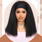 WIGNEE Kinky Straight Headband Wig Kinky Wig with Ribbon Glueless Headband Wigs for Black Women Natural Synthetic Afro Wigs for Black Women Natural Black 14 Inch