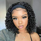 Aisaide Headband Wig Kinky Curly Black Headband Wigs for Black Women Natural Black None Lace Front Curly Wave Half Hair Wear and Go Glueless Wig