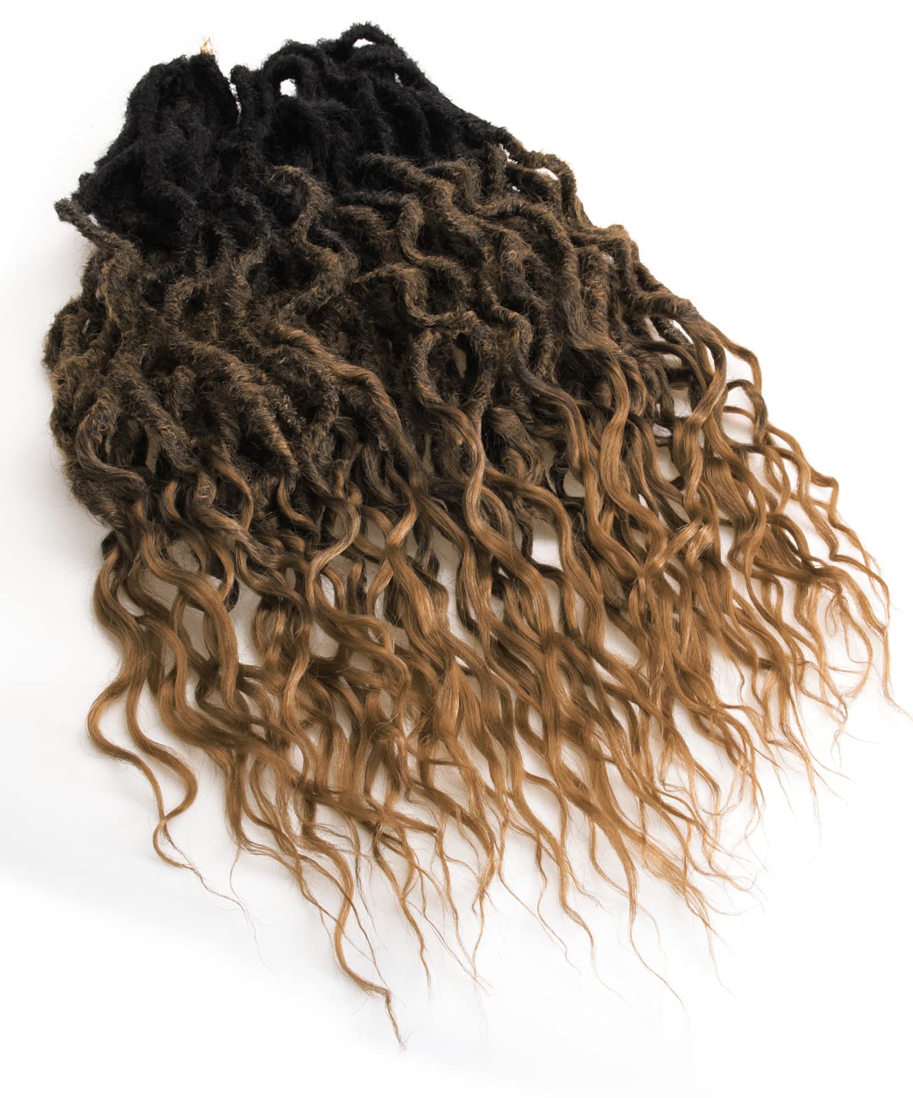 Faux Locs Crochet Hair 24Inch Goddess Locs Crochet Hair, 6Packs Crochet Locs Soft Locs Curly Ends Boho Faux Locs Synthetic Locs Crochet Hair Crochet Braids for Black Women Human Hair(1B/4/30, 24'')
