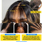 Sunber Ombre Brown Loose Body Wave With Bangs Pre Everything Glueless 13x4 HD Lace Front Human Hair Wig 180% Density Highlight Balayage Pre cut Lace Pre Plucked Bye Bye Knots Drawstring Wig 24Inch
