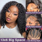 Hihmarm Deep Wave Bob Wig Human Hair 13x6 HD Curly Lace Front Wigs Human Hair Pre Plucked Frontal Curly Bob Wigs for Black Women 180 Density Wet and Wavy Glueless Wig Natural Color 12 Inch